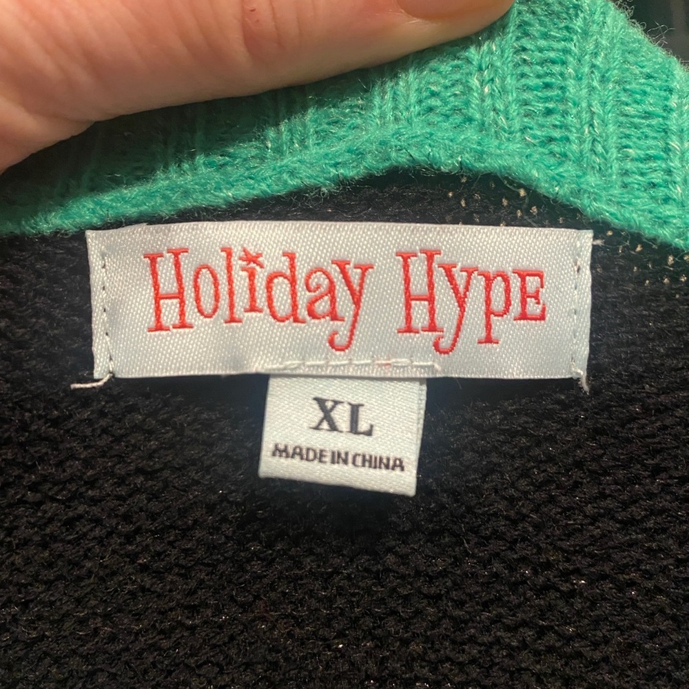 Holiday Hype" T-Rex sparkling dinosaur ugly Christmas sweater. Size XL - Picture 8 of 9